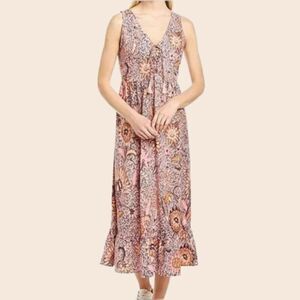 Madewell Lace-Up Ruffle-Hem Midi Dress in Bali Blooms Size 4